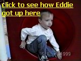 eddie climbs a tube slide